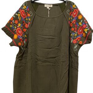 Umgee Olive Tunic with Colorful Embroidery